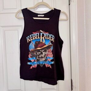 Spell Designs Rebel Rider Black Skull Tank Top